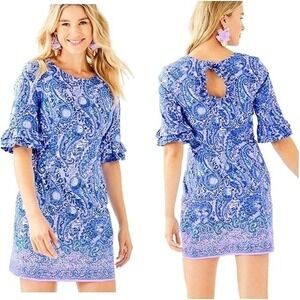 NWT Lily Pulitzer Fiesta Stretch Dress Size 00 XS Vacation Summer Ruffle Paisley